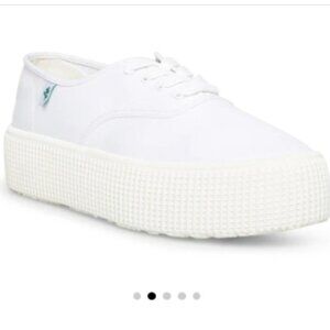 COOL PLANET BY STEVE MADDEN STREAM WHITE FABRIC PLATFORM SNEAKERS 7.5